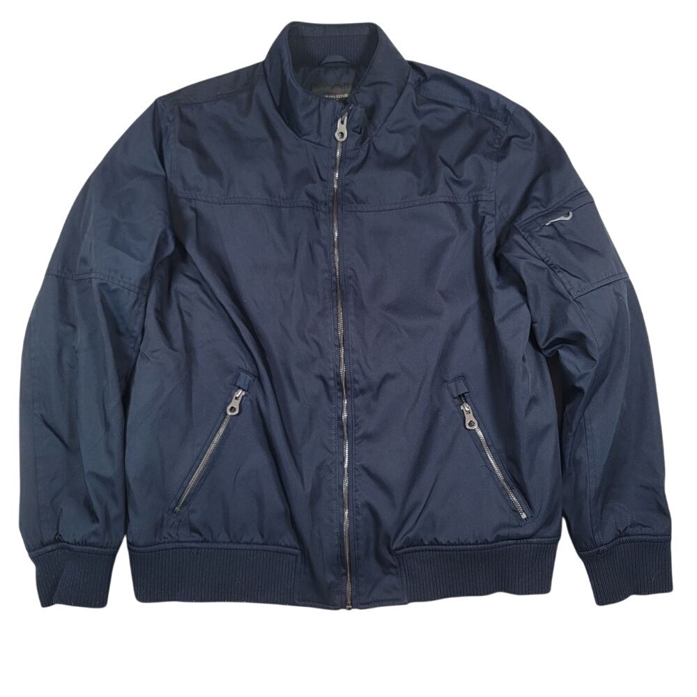 Banana Republic Men's Flight Jacket Sz L Navy Quilt Lined Bomber Water Resistant